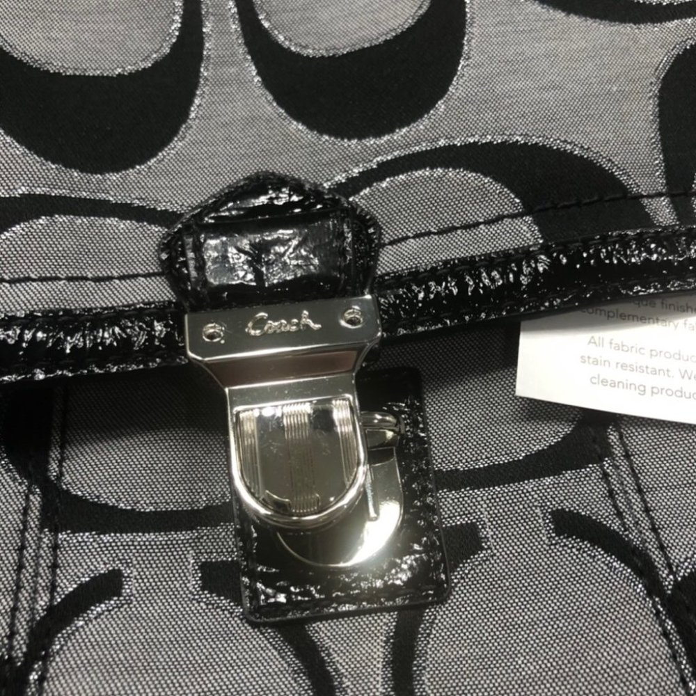 NWOT Authentic Coach Signature Metallic Black/Grey Poppy Shoulder/CrossBody Bag - Picture 7 of 11